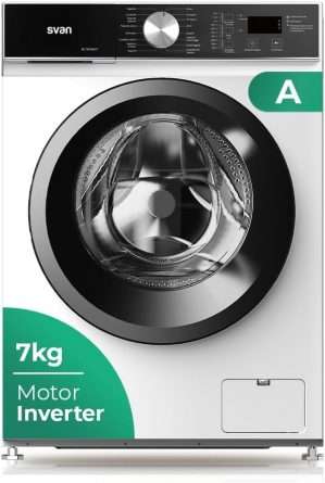 Svan Lavadora 7Kg Carga Frontal Blanco SL7204AIDV. 1200rpm, Motor Inverter, 16 Programas, Función Stop&Go, Clase de Eficiencia Energética A [Clase de eficiencia energética A]