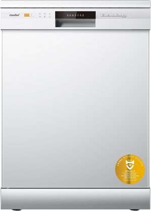 COMFEE’ CDWPF1201PW-WE-EU Lavavajillas de libre instalación, 60cm, 49dB con 12 cubiertos, 8 programas Control por botón, Blanco [Clase de eficiencia energética E]
