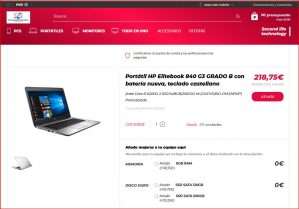 Portátil HP Elitebook 840 G3 GRADO B con batería nueva, teclado castellano