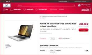 Portátil HP Elitebook 840 G5 GRADO B con teclado castellano